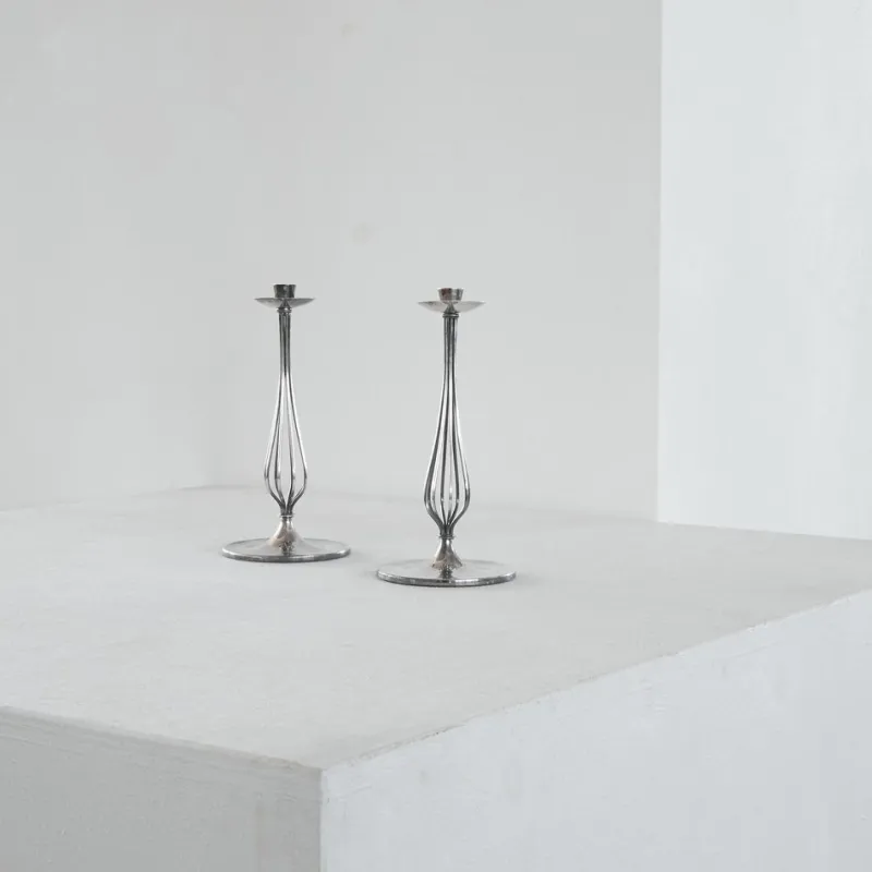 Outlet Pamono Silver-Plated Candleholders by Gustav Beran for Van Kempen & Begeer 1960s, Set of 2