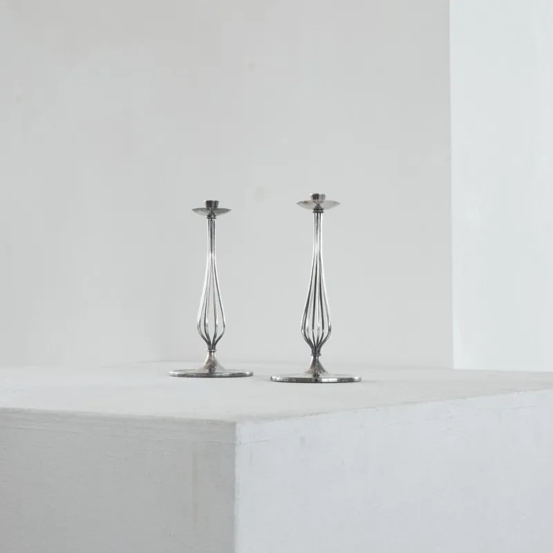 Outlet Pamono Silver-Plated Candleholders by Gustav Beran for Van Kempen & Begeer 1960s, Set of 2