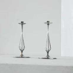 Outlet Pamono Silver-Plated Candleholders by Gustav Beran for Van Kempen & Begeer 1960s, Set of 2