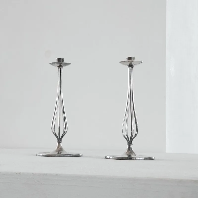 Outlet Pamono Silver-Plated Candleholders by Gustav Beran for Van Kempen & Begeer 1960s, Set of 2