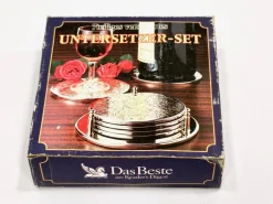 Sale Pamono Silver-Plated Coasters with Floral Decoration from Reader's Digest, 1980s, Set of 7