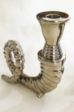 Pamono Silver-Plated Rams Horn Candlesticks from Chapman House, 1970s, Set of 2><noscript><img width=