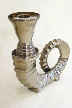 Pamono Silver-Plated Rams Horn Candlesticks from Chapman House, 1970s, Set of 2><noscript><img width=