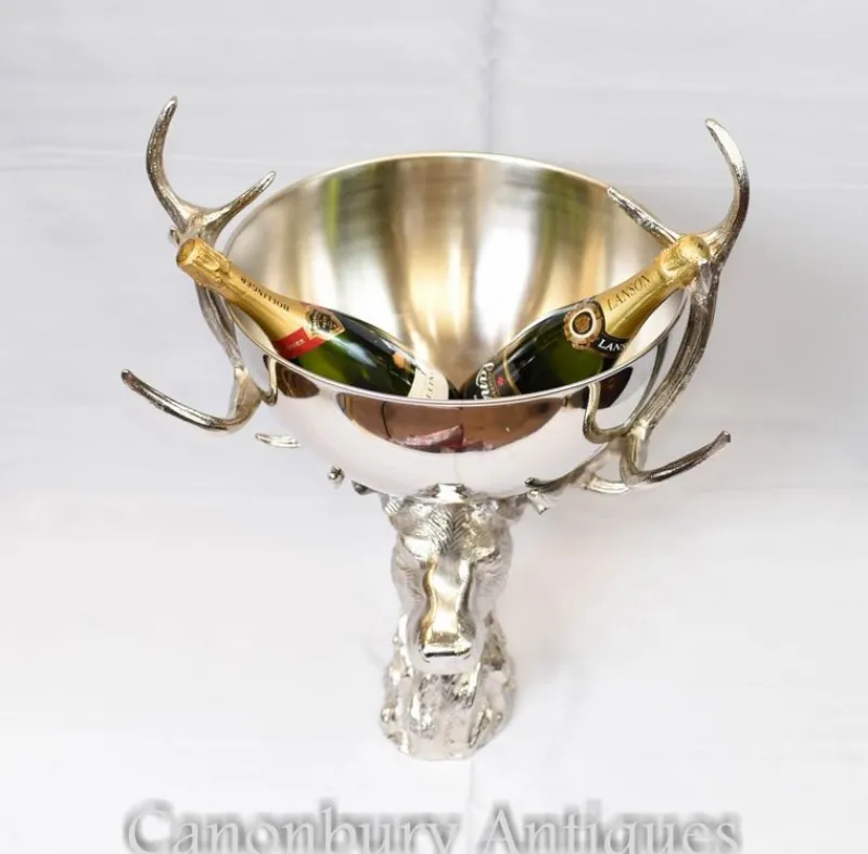 Hot Pamono Silver-Plated Stag Champagne Cooler