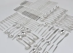 Pamono Silver-Plated Stockholm Flatware by Kurt Mayer for WMF, Germany, 1960s, Set of 120><noscript><img width=