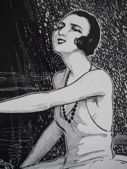 Pamono Simon Monnatte, Pierrot and Dancer in a Japanese Setting, 1923, Original Drawing><noscript><img width=