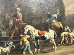 Pamono Simon Van Douw, Hunting Scene with Falconer, 1600s, Painting><noscript><img width=