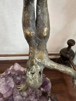 New Pamono Simone Di Gesaro, Acrobatic Jump, Bronze on Amethyst Base, 1970s