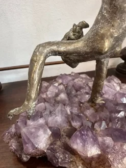 New Pamono Simone Di Gesaro, Acrobatic Jump, Bronze on Amethyst Base, 1970s