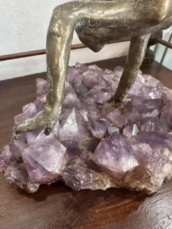 New Pamono Simone Di Gesaro, Acrobatic Jump, Bronze on Amethyst Base, 1970s
