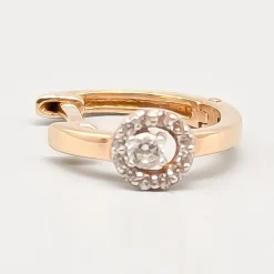 Pamono Single Earring with White Stones in 14k Gold