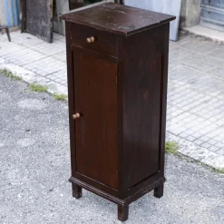 Pamono Single High and Narrow Fir Wooden Bedside Table, 1900s><noscript><img width=