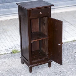 Pamono Single High and Narrow Fir Wooden Bedside Table, 1900s><noscript><img width=