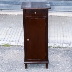 Pamono Single High and Narrow Fir Wooden Bedside Table, 1900s><noscript><img width=