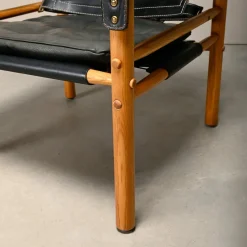 Best Pamono Sirocco Safari Lounge Chairs in Black Leather and Ash by Arne Norell for Arne Norell AB, Sweden, 1970s, Set of 2