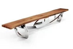 Pamono Sitz! Bench in Wood and Polished Stainless Steel by Barberini & Gunnell> Seating|Benches