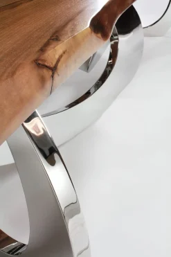 Pamono Sitz! Bench in Wood and Polished Stainless Steel by Barberini & Gunnell><noscript><img width=