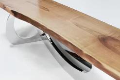 Pamono Sitz! Bench in Wood and Polished Stainless Steel by Barberini & Gunnell><noscript><img width=