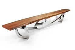 Pamono Sitz! Bench in Wood and Polished Stainless Steel by Barberini & Gunnell><noscript><img width=