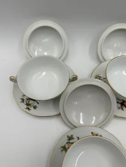 Pamono Six-Piece Set with Plates and Lids from Herend Rothchild, 1890s, Set of 6><noscript><img width=