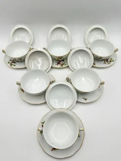 Pamono Six-Piece Set with Plates and Lids from Herend Rothchild, 1890s, Set of 6><noscript><img width=