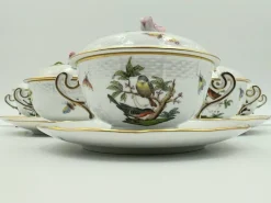 Pamono Six-Piece Set with Plates and Lids from Herend Rothchild, 1890s, Set of 6><noscript><img width=