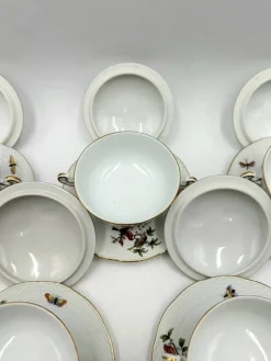 Pamono Six-Piece Set with Plates and Lids from Herend Rothchild, 1890s, Set of 6><noscript><img width=