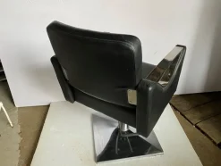 Best Pamono Skai Hairdresser Chair with Chromed Metal Armrests and Black Skai Leather, 2010s
