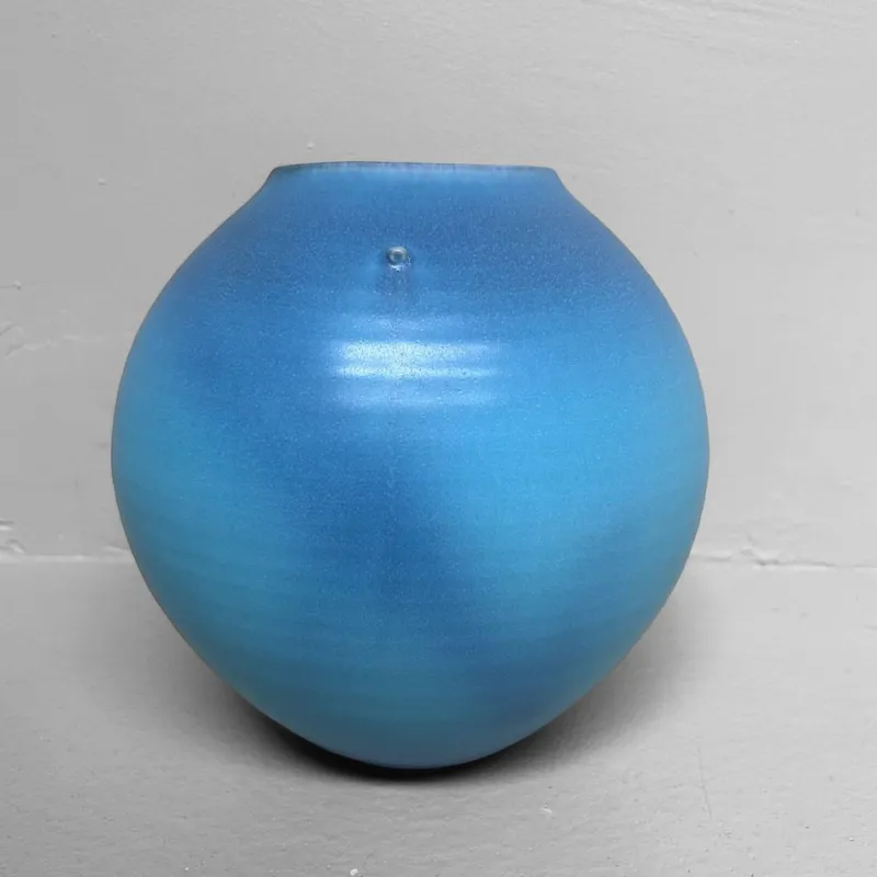 Online Pamono Sky-Blue Kōchi Glaze Ikebana Vase, 1980s