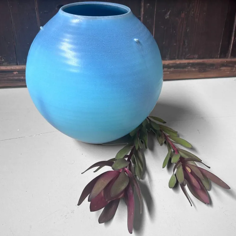 Online Pamono Sky-Blue Kōchi Glaze Ikebana Vase, 1980s