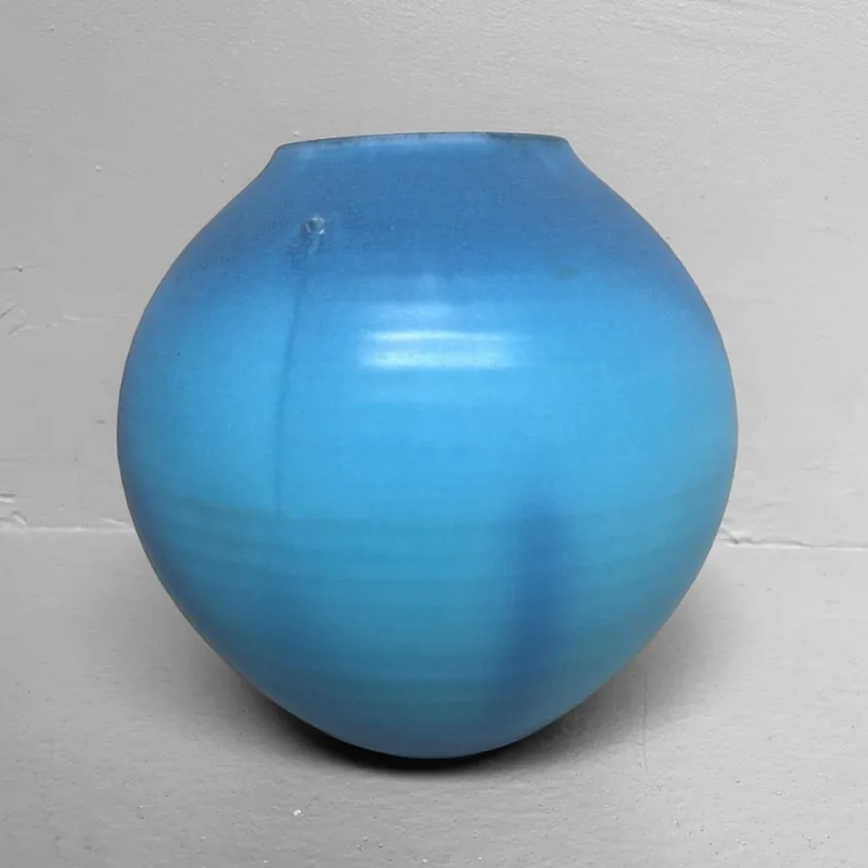 Online Pamono Sky-Blue Kōchi Glaze Ikebana Vase, 1980s