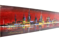 Pamono Skyline Acrylic Painting, 1970s> Mid-Century