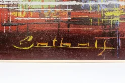 Pamono Skyline Acrylic Painting, 1970s><noscript><img width=