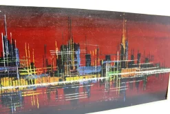 Pamono Skyline Acrylic Painting, 1970s><noscript><img width=