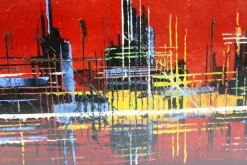 Pamono Skyline Acrylic Painting, 1970s><noscript><img width=