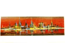 Pamono Skyline Acrylic Painting, 1970s><noscript><img width=
