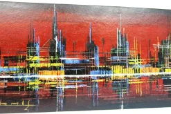 Pamono Skyline Acrylic Painting, 1970s><noscript><img width=