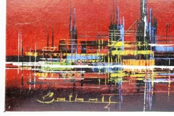 Pamono Skyline Acrylic Painting, 1970s><noscript><img width=