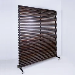Clearance Pamono Slatted Wood Panel Room Divider with 10 Mobile Hooks