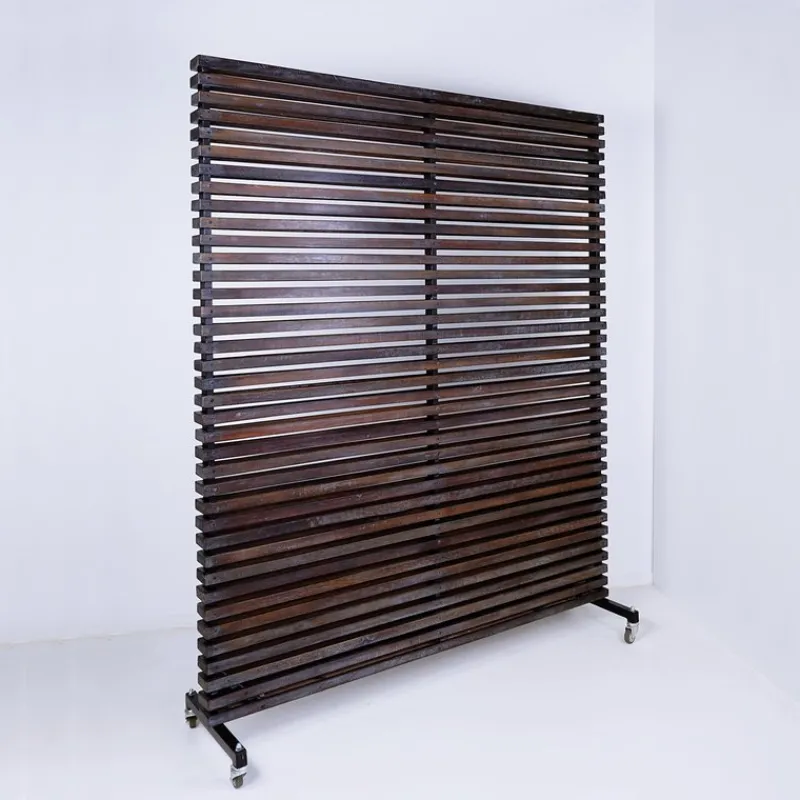 Clearance Pamono Slatted Wood Panel Room Divider with 10 Mobile Hooks