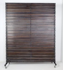 Clearance Pamono Slatted Wood Panel Room Divider with 10 Mobile Hooks