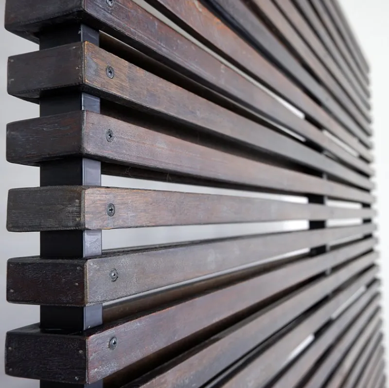 Clearance Pamono Slatted Wood Panel Room Divider with 10 Mobile Hooks