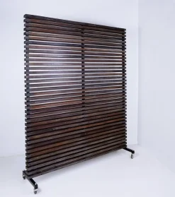 Clearance Pamono Slatted Wood Panel Room Divider with 10 Mobile Hooks