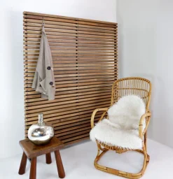 Pamono Slatted Wood Panel Room Divider or Slatted Coat Rack><noscript><img width=