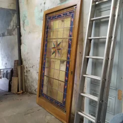 Online Pamono Sliding Door in Stained Glass, 1960s