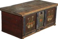 New Pamono Small Antique Chamfered Chest in Softwood, 1897