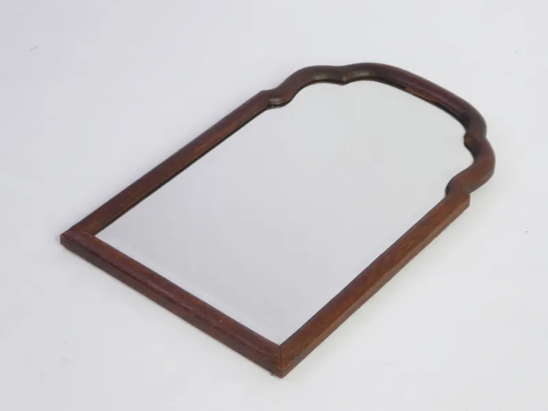 Clearance Pamono Small Antique Dutch Scalloped Wood Wall Mirror with Beveled Glass, 1890s