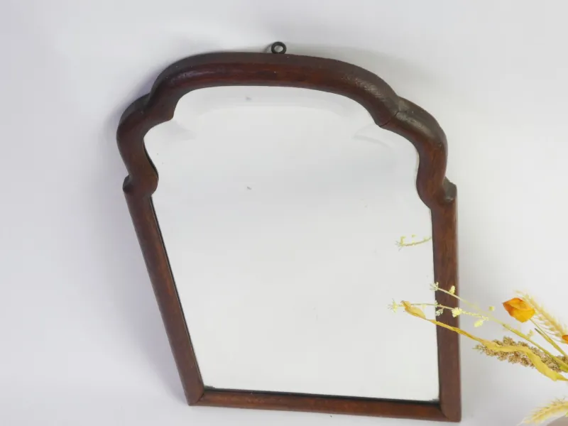 Clearance Pamono Small Antique Dutch Scalloped Wood Wall Mirror with Beveled Glass, 1890s