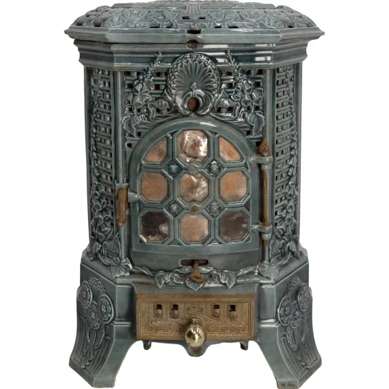 Outlet Pamono Small Antique French Art Deco Blue Enamelled Coal Stove, 1890s
