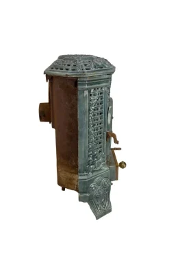 Outlet Pamono Small Antique French Art Deco Blue Enamelled Coal Stove, 1890s